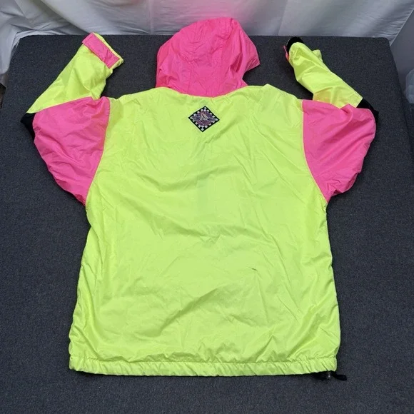 Serac Neon Windbreaker Jacket Mens Large Colorblock 90s Ski Anorak - Picture 12 of 13